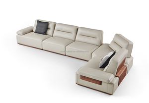 ชุดโซฟาหนังวอลนัทสไตล์อเมริกาเหนือหรูหราดีไซน์คลาสสิกสไตล์จีนสำหรับวิลล่าแมนชั่น - Product Image 2