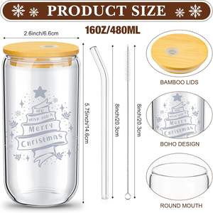 Verre à eau ou à bière personnalisable <span class=keywords><strong>de</strong></span> 16 oz avec logo, couvercle en bambou et paille – Idéal pour les réunions, les fêtes et les cadeaux - Product Image 6