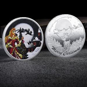 Toptan Metal spor UV baskı noel baba yaratıcı madalya paraları altın gümüş hatıra paralar promosyon - Product Image 3