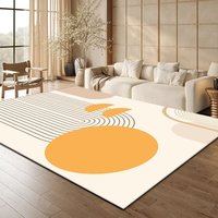 Tapis géométrique Bauhaus en velours personnalisé, noir et blanc, imprimé, antidérapant, tapis de sol doux, tapis de salon, décoration artistique moderne, grand format