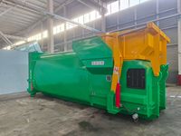 Camion benne à ordures diesel manuel 4x2 avec système de levage à crochet, compacteur, bac de collecte déchets, composants moteur et boîte de vitesses