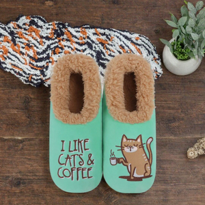 Pantuflas de Casa con Estampado de Gato en Verde Menta, Forradas y Suaves, Antideslizantes, Planas, para Otoño e Invierno - Product Image 3