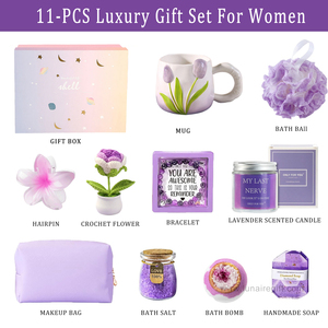 <span class=keywords><strong>Panier</strong></span> <span class=keywords><strong>Cadeau</strong></span> Spa Lunaire Fait Main à la Lavande pour Femme, Ensemble Bien-Être Bain Corps Anti-Stress, <span class=keywords><strong>Cadeau</strong></span> d'Anniversaire Personnel - Product Image 2