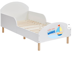 Culla per bambini - Bianca, Moderna, di piccole dimensioni, Full-size, in legno massello, con telaio superiore chiuso, <span class=keywords><strong>testiera</strong></span> rotonda, bassa altezza - Product Image 2