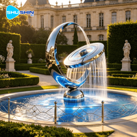 Escultura Moderna de Metal Pulido, Estatua Artística Lavable de Acero Inoxidable con Rociador de Agua, Fuente Decorativa para Jardín, Centro Comercial o Exteriores