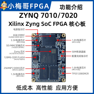 บอร์ดอุตสาหกรรม Xilinx Zynq-7010/7020 พร้อม DDR3 และ eMMC บอร์ดคอร์ Xilinx Zynq-7010 รุ่น W1084 - Product Image 2