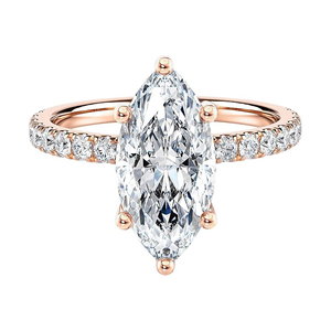 Bague de fiançailles SGARIT SD984 certifiée IGI avec diamant de laboratoire taille marquise de 1,2 carat, halo en ruban et pierres latérales en or 14 carats pour femme - Product Image 1