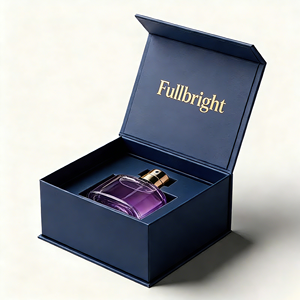 Cajas de Perfume Personalizadas de Lujo con Cierre Magnético, Embalaje de Regalo Cosmético de Cartón Rígido Gris con Estampado en Dorado y Logotipo Personalizado - Product Image 1