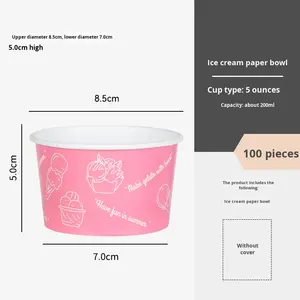ปั๊มถ้วยกระดาษแบบใช้แล้วทิ้ง200มล. ย่อยสลายได้ทางชีวภาพบรรจุภัณฑ์สำหรับไอศกรีมของหวานของหวานของหวานถ้วยงานฝีมือใช้ในเชิงพาณิชย์ - Product Image 6