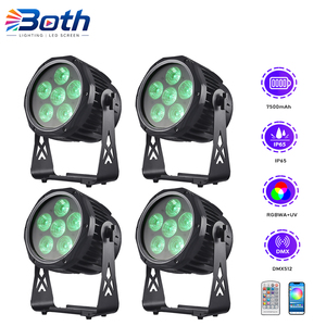 ไฟพาร์ LED แบบใช้แบตเตอรี่ IP65 6x18W RGBWA UV ไร้สาย DMX สำหรับโบสถ์ โรงละคร และคลับ - Product Image 1