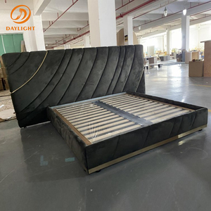 Bán Buôn Khung Gỗ Nhung Đen NỘI THẤT PHÒNG NGỦ Đặt Sang Trọng Giường Cỡ King Hiện Đại Cho California - Product Image 4