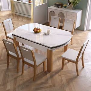 <span class=keywords><strong>Table</strong></span> à manger moderne en marbre à double usage carrée en bois massif et pliante télescopique pour petit ménage ou appartement - Product Image 2