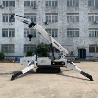 Mini-grue araignée sur chenilles 5 tonnes, électrique et diesel, certifiée CE, avec stabilisateurs hydrauliques à 6 sections et commande sans fil