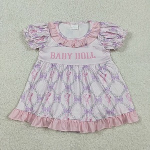 Conjunto de Falda y Romper con Volantes y Estampado de Flores Lavanda, Ecológico, de Manga Corta, para Bebés Recién Nacidas - Product Image 3