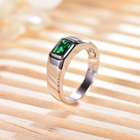 Bague en argent sterling S925 avec émeraude de 1 carat pour homme et femme, bijoux minimalistes géométriques, mode hip-hop, bijoux de luxe haut de gamme, bague de mariage
