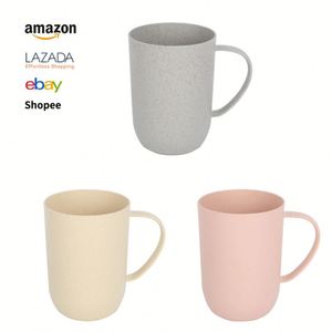 Vaso de agua de paja de trigo con asa, para beber directamente, portátil, para estudiantes, para dormitorio, lavable. - Product Image 2