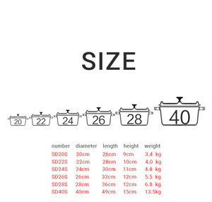 Casserole en <span class=keywords><strong>fonte</strong></span> émaillée rouge professionnelle, 5 tailles (20-28 cm), qualité restaurant, compatible avec les plaques à <span class=keywords><strong>induction</strong></span> - Product Image 4