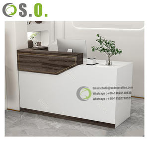 Mostrador de recepción de salón multitudinario, vitrina de salón, muebles de barbería artificiales de mármol negro - Product Image 4