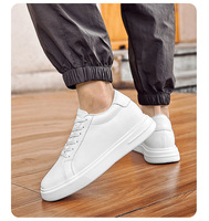 Baskets plateforme tendance minimalistes tout blanches pour hommes, à lacets, dessus lisse, bout rond, chaussures décontractées de marche et de skate, OEM ODM Vente en gros