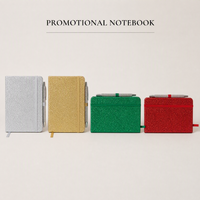 Ensemble de carnet de notes en cuir brillant A6 avec logo personnalisé, stylo en strass, bande élastique, pochette, agenda, cadeau écologique pour les fêtes