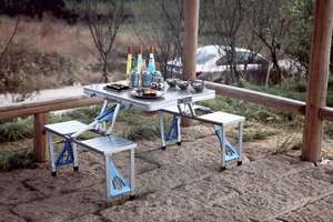 Table et chaises de pique-nique de Camping pliables portables, ensemble de tabourets de fête, cuisine de plein air jardin barbecue en aluminium de haute qualité - Product Image 5