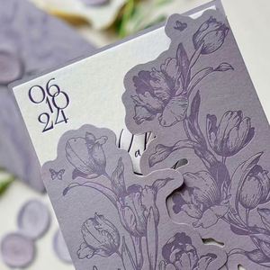 Carte d'invitation de mariage personnalisée de luxe avec estampage à chaud doré, design en relief, papier fantaisie, impression typographique - Product Image 2