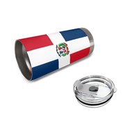 Mug de voiture en acier inoxydable de 20 oz, imprimé sur mesure avec le drapeau de la République dominicaine, idéal pour les courts voyages d'aventure et les sorties décontractées à la maison