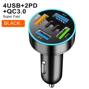 66W USB Car Charger Quick Charge PD QC3.0 With Voltmeter Cigarette Lighter Socket Power Adapter For iPhone 15 14 Samsung Xiaomi