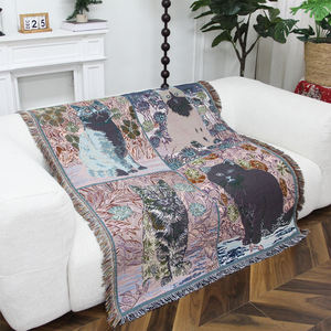 Manta Jacquard de Suministro Directo de Fábrica, MOQ 1 Pieza, Manta Decorativa para el <span class=keywords><strong>Hogar</strong></span> con Diseño de Animales, Tapiz Portátil - Product Image 3