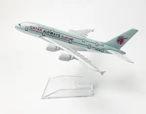 Presa di fabbrica modello in lega da 16cm aereo Qatar Airways 380 giocattolo pressofuso modello di aeroplano giocattolo