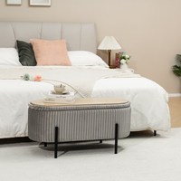 Pouf ottoman capitonné en velours Bailey Wholesale avec rangement, banc d'entrée, repose-pieds, chaise pour la chambre à coucher