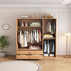 Armario Minimalista de Madera Maciza, Combinación de Armario de Dos Puertas, Armario de Pie con Gran Capacidad de Almacenamiento para Dormitorio - Product Image 3