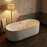 Baignoire autoportante en acrylique blanc mat écologique, vente directe usine Foshan, personnalisable pour projets, avec fonction massage