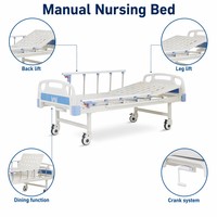 Lit médical manuel à manivelle, meilleur prix, 3 manivelles en acier inoxydable, roues verrouillables mobiles, 2 trous pour perfusion, lit d'hôpital anti-chute