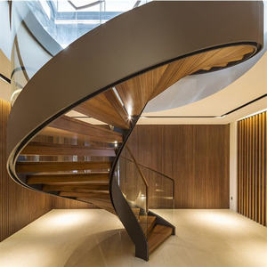 <span class=keywords><strong>Escalier</strong></span> intérieur moderne en <span class=keywords><strong>bois</strong></span> avec <span class=keywords><strong>marches</strong></span> incurvées, design personnalisé de luxe, double canal en U, acier inoxydable, acier au carbone - Product Image 5