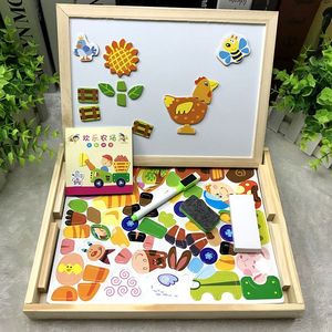 Rompecabezas magnético de doble cara Montessori de madera para bebés, juego de rompecabezas educativo, juguetes, <span class=keywords><strong>dibujo</strong></span> magnético, tablero ocupado, juguete para regalo - Product Image 4