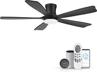 Ventilateur de plafond LED en bois silencieux de 52 pouces avec lumière WiFi télécommande matériau de lame en bois massif montage encastré pour un usage domestique