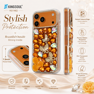 เคสโทรศัพท์หรูหราประดับคริสตัลและเพชรเทียม พร้อมตกแต่งลายดอกไม้ ป้องกันการกระแทก ผลิตจาก TPU ใส สำหรับ iPhone Samsung Motorola Google - Product Image 2