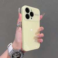 Coque de téléphone en TPU+PC couleur unie avec grande fenêtre pour iPhone 17 Pro Max 17 Air 16 15 14 13 12 avec protection d'écran en verre pour appareil photo
