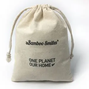 eco friendly Personalized LOGO Cotton Muslin drawstring Bag pouch for cosmetic essential oil soap candle Gift bag
