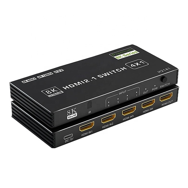High Quality 4-Port 4 in 1 Out HDMI Switch 4x1 8K 60Hz 4K 120Hz HDMI Video Switcher 4x1 4 Port With IR Remote
