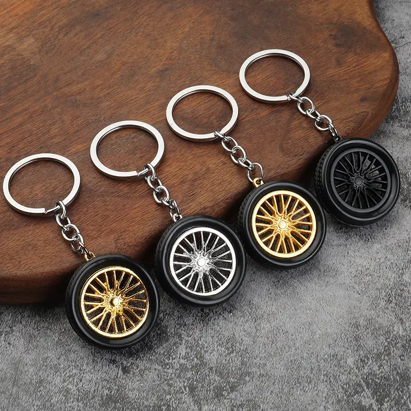 Soft Rubber Racing Tire Keychain 3D Wheel Tyre Auto Keychain Creative Mini Cute Tire Keyring for Car Lovers Pendant Gift