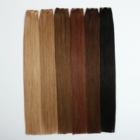 Rambut Asli Brasil Remy Grade 12A+ Model Lurus Bergelombang, Ekstensi Rambut Genius Single Weft Super Tipis Tak Terlihat, Dapat Dipotong