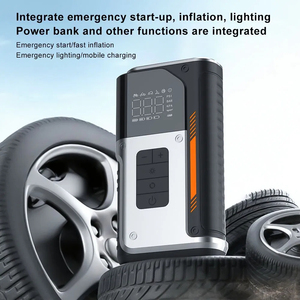 WOSEN 12V Emergency Jump Starter With Power Bank Digital Smart Clamp 150PSI Air <b>Pump</b> Car Motorcycle Bicycle Ball Tire Inflator - Product Image 4