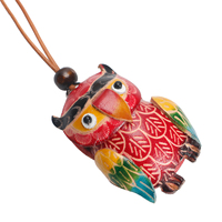 Gantungan Kunci Kulit Buatan Tangan Bentuk Burung Hantu Lucu 3D Kartun Hewan Hutan Liontin Vintage untuk Kaca Spion Mobil Dekorasi Rumah Hadiah Promosi