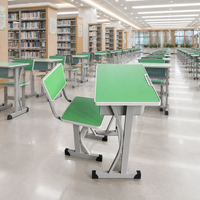 Ensemble de bureau et chaise pour étudiants vert durable avec cadre en métal, mobilier scolaire ergonomique pour enfants et adolescents