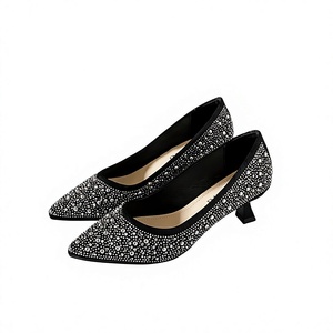 Women's Rhinestone Flat Pumps Pointed Toe Slip-On Dress <b>Shoes</b> Beaded Banquet Occasion Footwear - Product Image 4