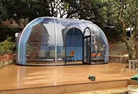 Préfabriqué PC Cristal étoilé Chambres de camping bulle partie fibre de verre verre géodésique vert préfabriqué maison dôme