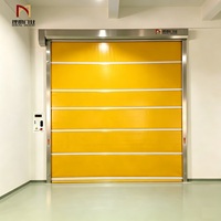 Porte à enroulement rapide en PVC jaune personnalisable avec fenêtre transparente pour atelier à fort trafic, usine, acier inoxydable