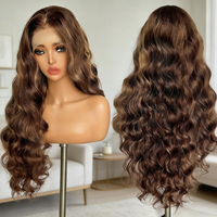 Peluca Larga Ondulada Suelta con Ondas Profundas Sin Pegamento para Mujer, Peluca Frontal de Encaje 13*6, Encaje de Alta Definición, Peluca 100% Cabello Humano